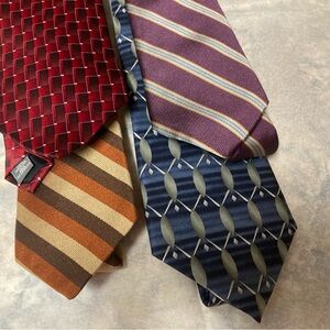 STAFFORD Men's Tie Set - Red, Purple, Blue, Brown Silk set of 4